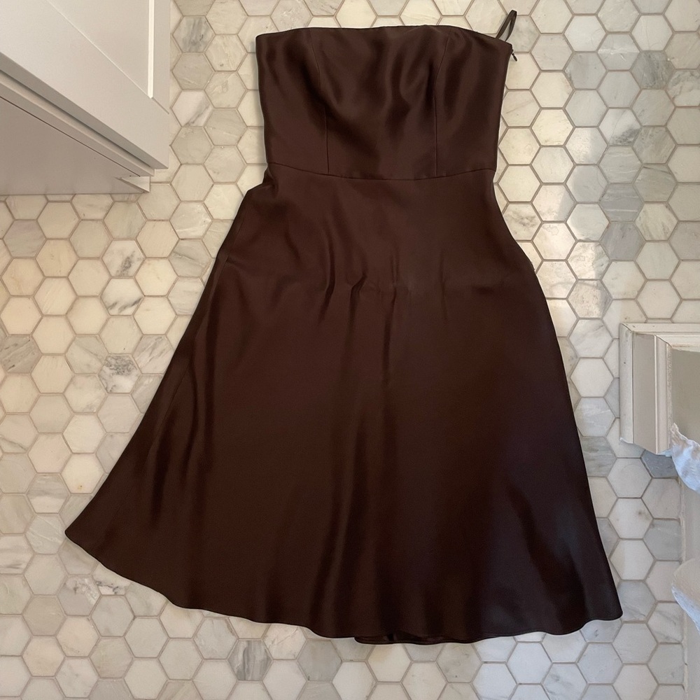 Ann Taylor Knee Length Brown Satin Dress size 2